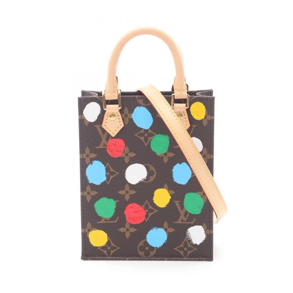Louis Vuitton Petite Sac Plat handbag, coated canvas and leather, women's, br... - Picture 1 of 5